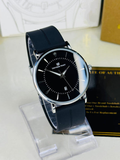 Black Silver Slim Balloon Universe Point Watch