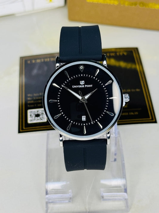 Black Silver Slim Balloon Universe Point Watch