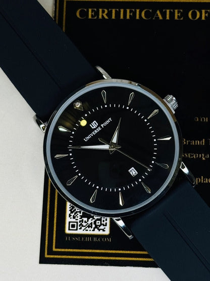 Black Silver Slim Balloon Universe Point Watch