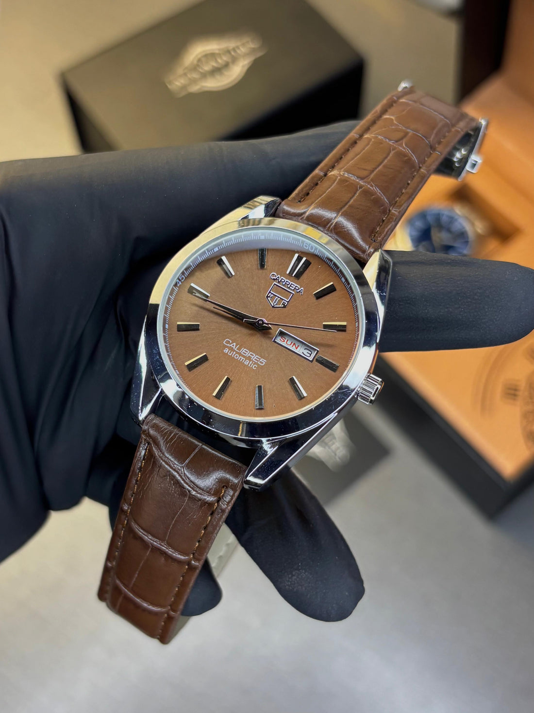 Tag Heuer Calibre 5 Leather Strap Watch