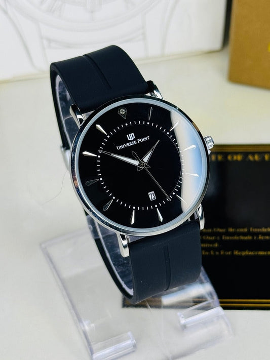 Black Silver Slim Balloon Universe Point Watch