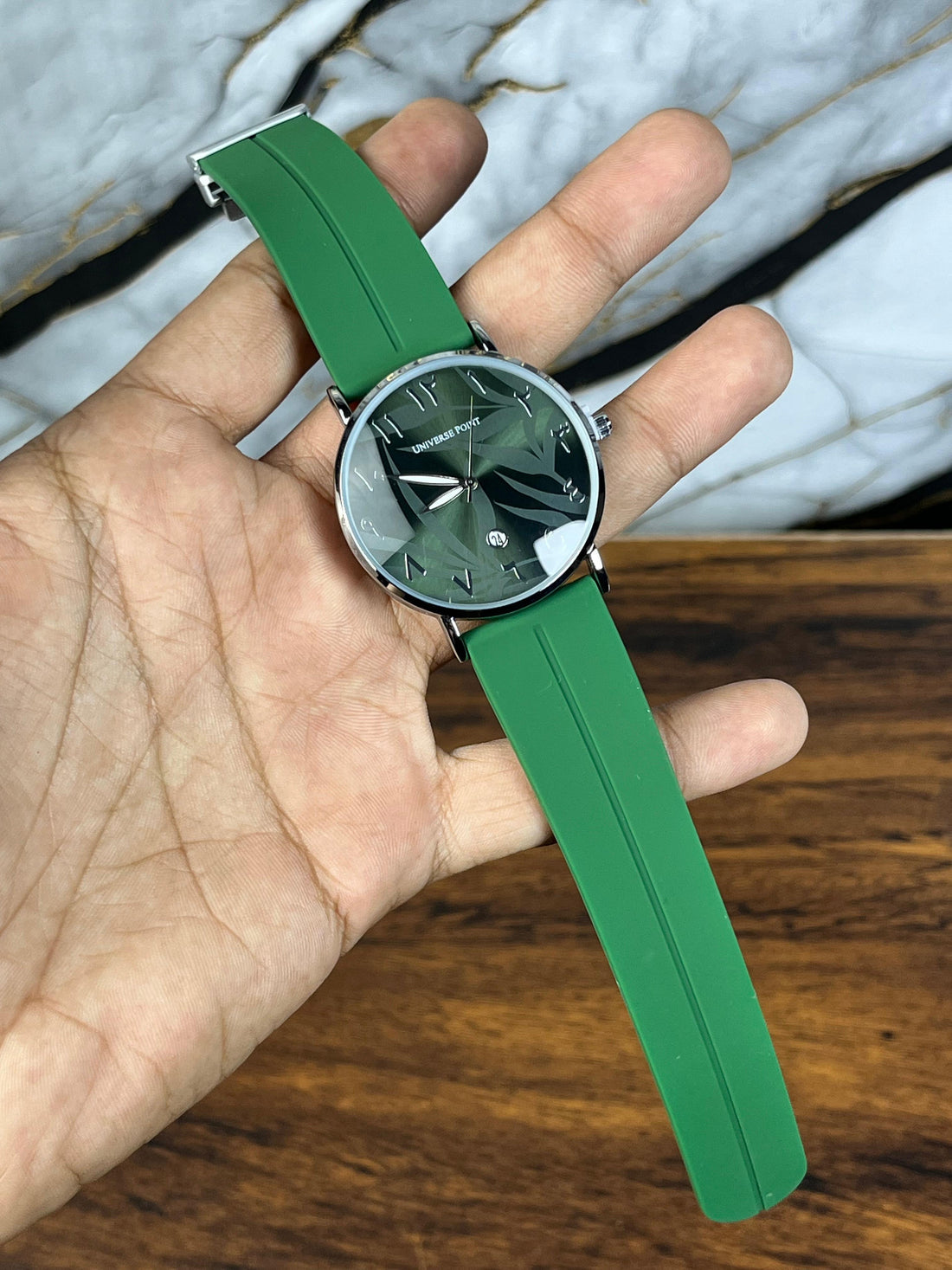 UP Arabic Dial Watch with Leaves Texture | Magnetic Lock.