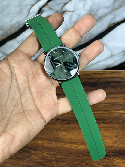 UP Arabic Dial Watch with Leaves Texture | Magnetic Lock.