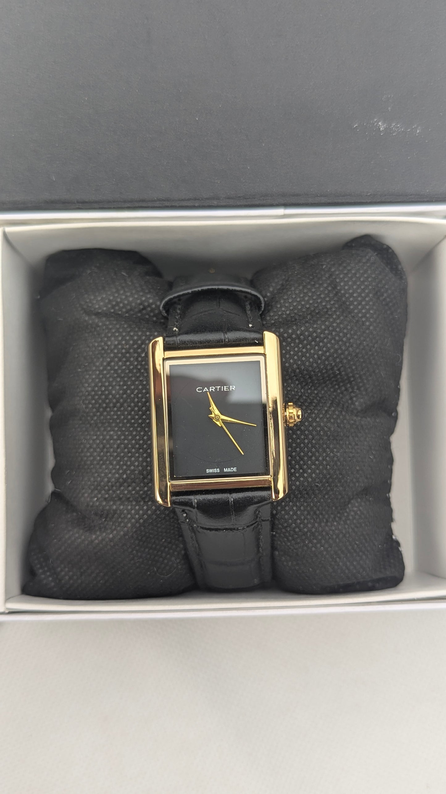 CRTR Tank Golden Black Plain Dial Rectangular Watch