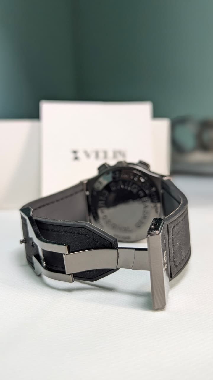 HB Black Hologram Leather Branded Watch