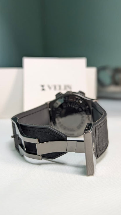 HB Black Hologram Leather Branded Watch