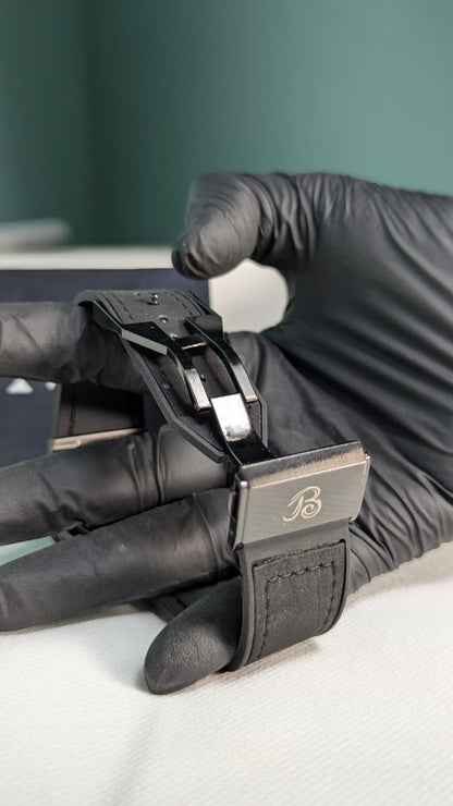 HB Black Hologram Leather Branded Watch