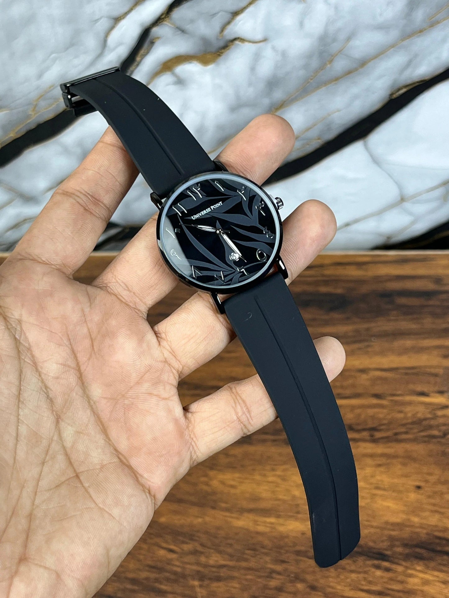 UP Arabic Dial Watch with Leaves Texture | Magnetic Lock.