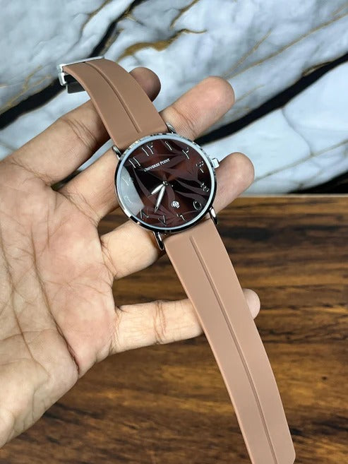 UP Arabic Dial Watch with Leaves Texture | Magnetic Lock.