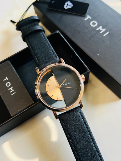 Tomi Rose Black Half Dial Watch