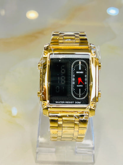 Skmei 3 Time Gold Watch