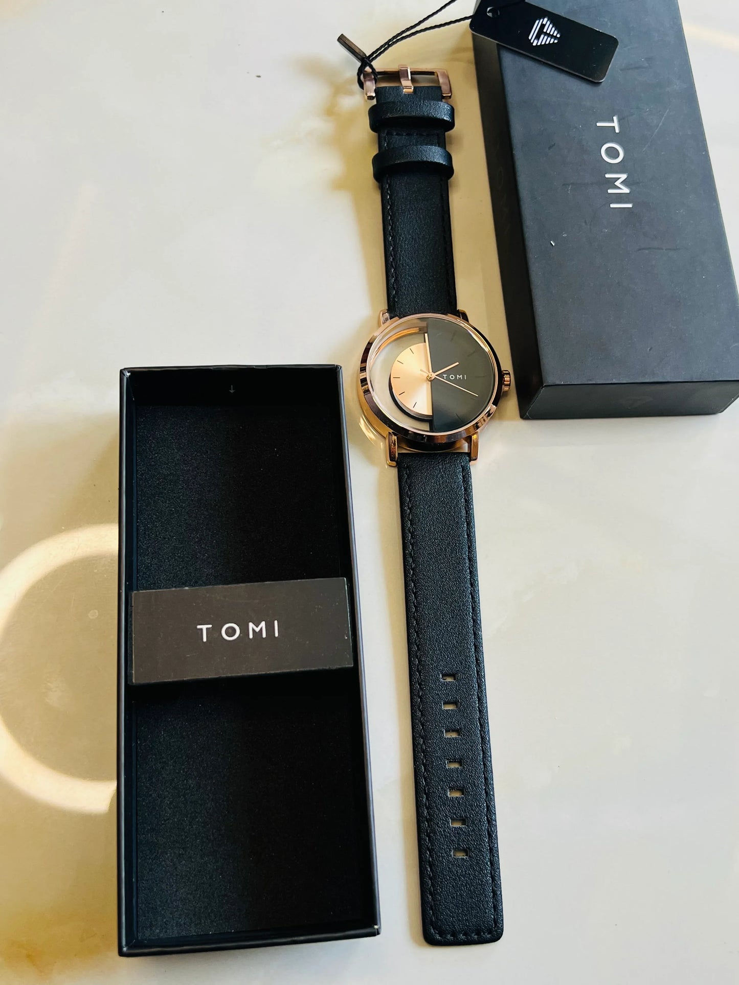 Tomi Rose Black Half Dial Watch