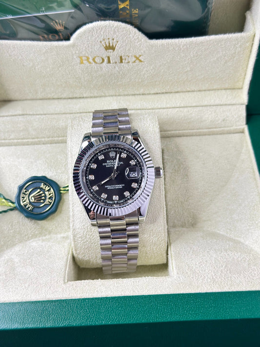Rolex Oyster Perpetual Datejust Black & Stainless Steel Silver Edition