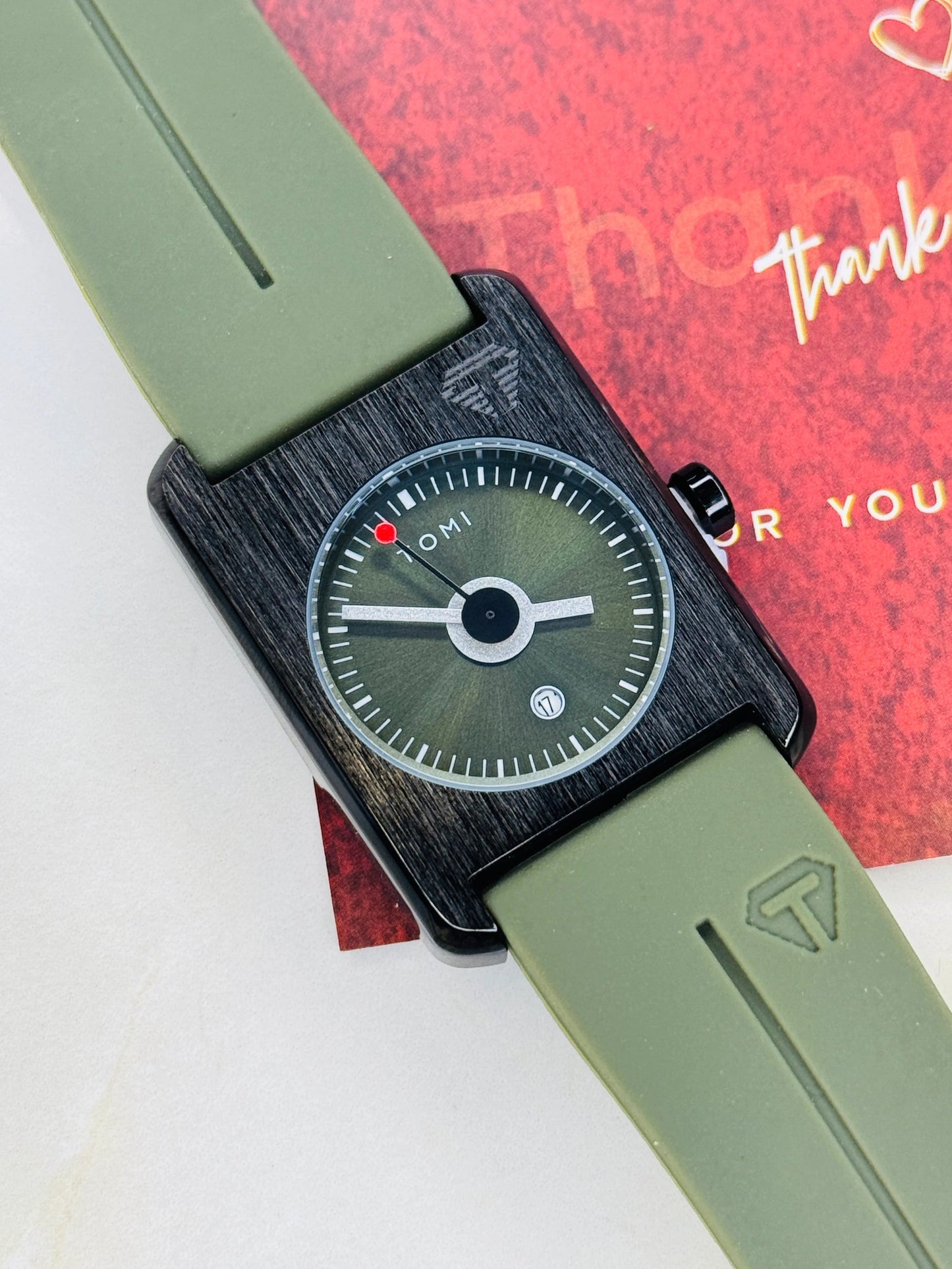 Tomi Army Green Tank Magnetic Strap Watch