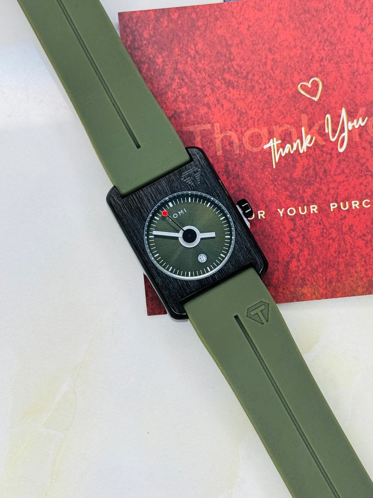 Tomi Army Green Tank Magnetic Strap Watch